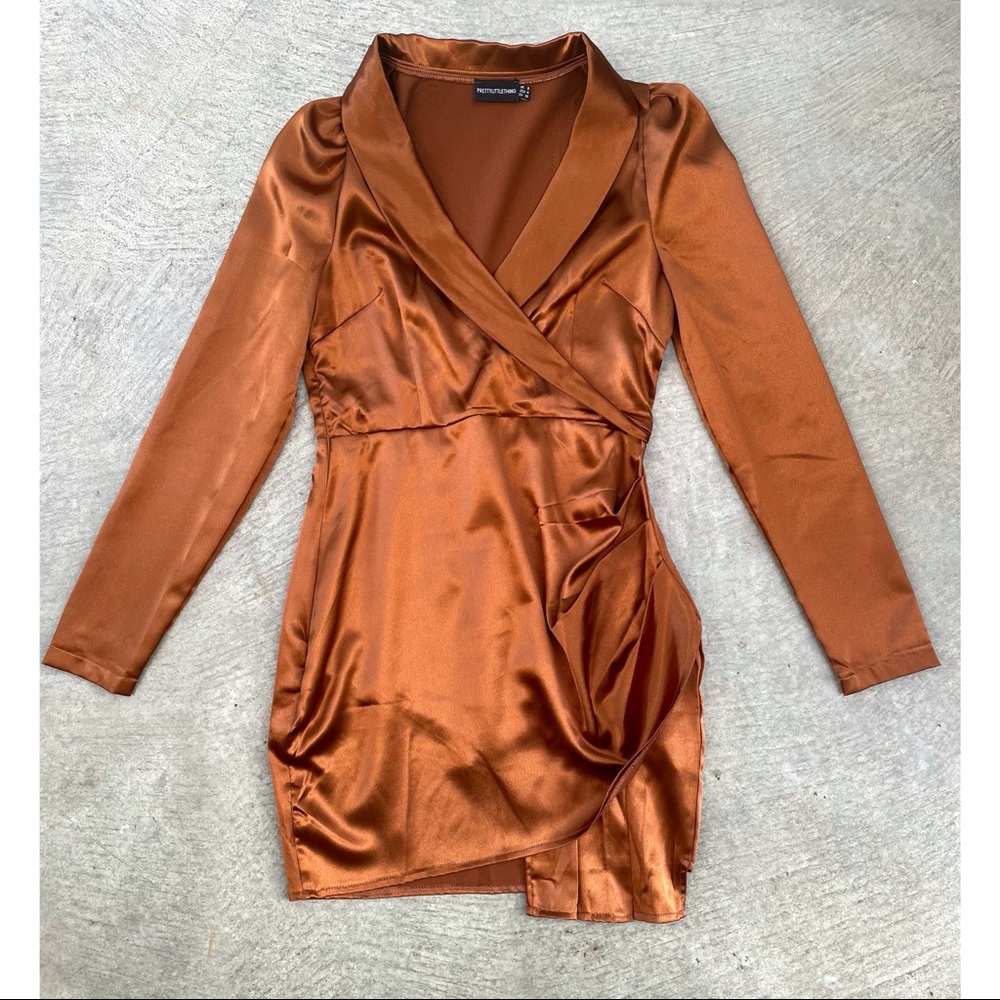 Golden Bronze Silk Suit Dress